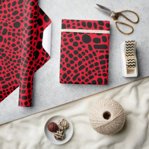 Red and Black Psychedelic Oragnic Skin Mönster Presentpapper