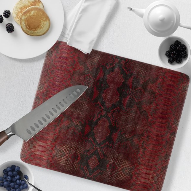 Red and Black Python Print (Red and Black Python Print Cutting Board by Looly Elzayat
)