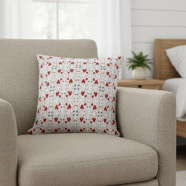 Red and Black Retro Hand Drawn Hearts Love Kudde