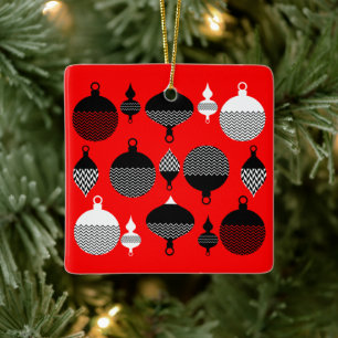Red and Black Retro-juldekorationen Boll Julgransprydnad Keramik