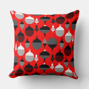 Red and Black Retro-juldekorationen Boll Kudde