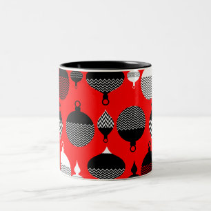 Red and Black Retro-juldekorationen Boll Två-Tonad Mugg