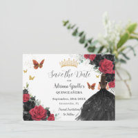 Red and Black Ro Princess Guld Quinceañera