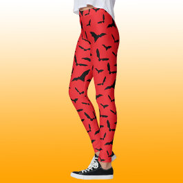 Red and Black Spooky Fladdermus Halloween Costume Leggings