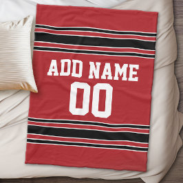 Red and Black Sports Jersey Personlig Fleecefilt