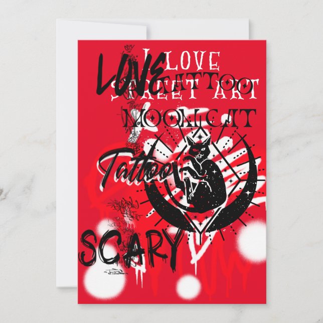 Red and Black Street Art och ett svart plattkort f (Framsida)