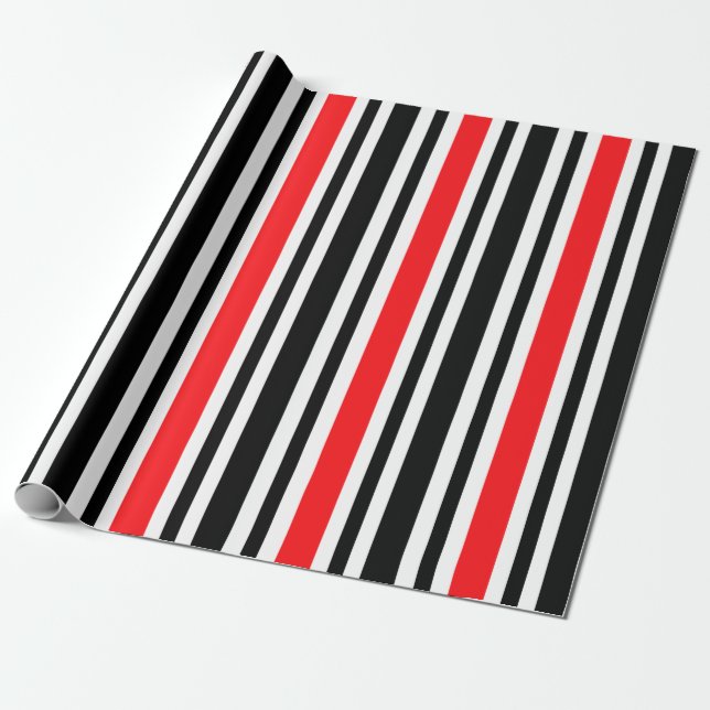Red and Black Stripe Presentpapper (Utrullad)