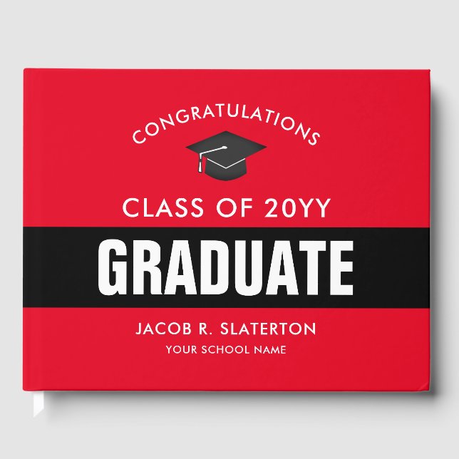 Red and Black Studenten Personlig Guest Bok (Framsida)