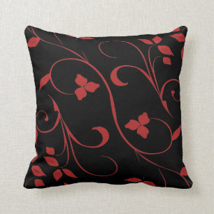 Red and Black Stunning Decorative Fern Kudde