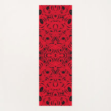 Red and Black Swirled Yoga Mat by Joya Kväll