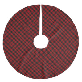 Red and Black Tartan Brushed Polyester Träd Skirt Julgransmatta Borstad Polyester