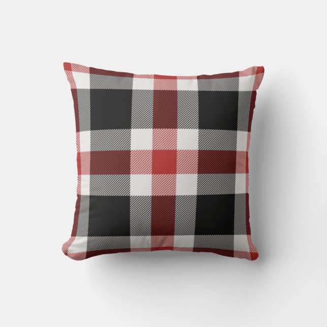 Red and Black Tartan Cushion Kudde (Framsida)