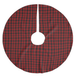 Red and Black Tartan Julgransmatta Borstad Polyester