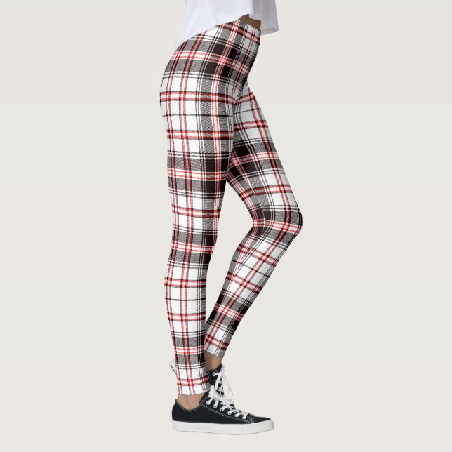 Red and Black Tartan Mönster Leggings (Höger)