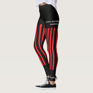Red and Black Team/Klubb Leggings with Fake Kort
