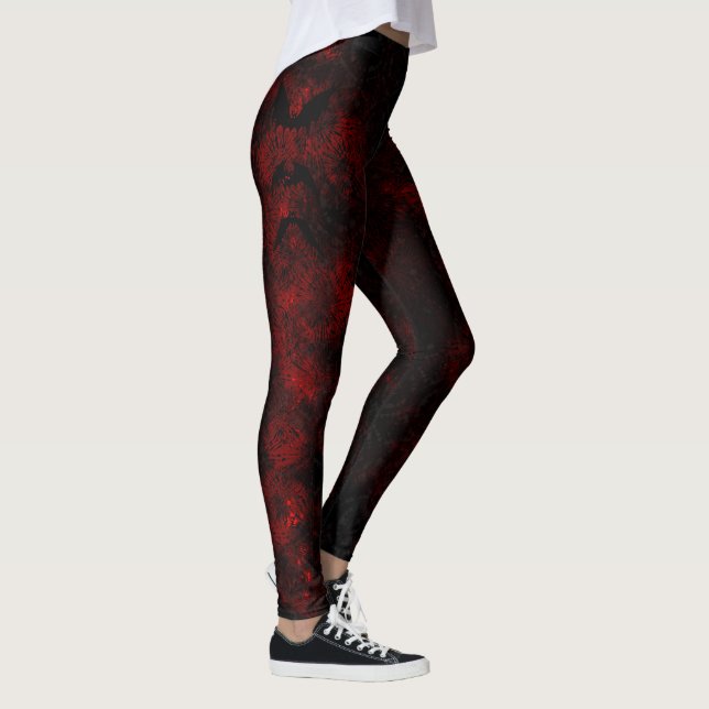 Red and Black Tie Dye Fladdermus Leggings (Höger)