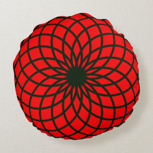 Red and Black Torus Meditation Cushion Rund Kudde