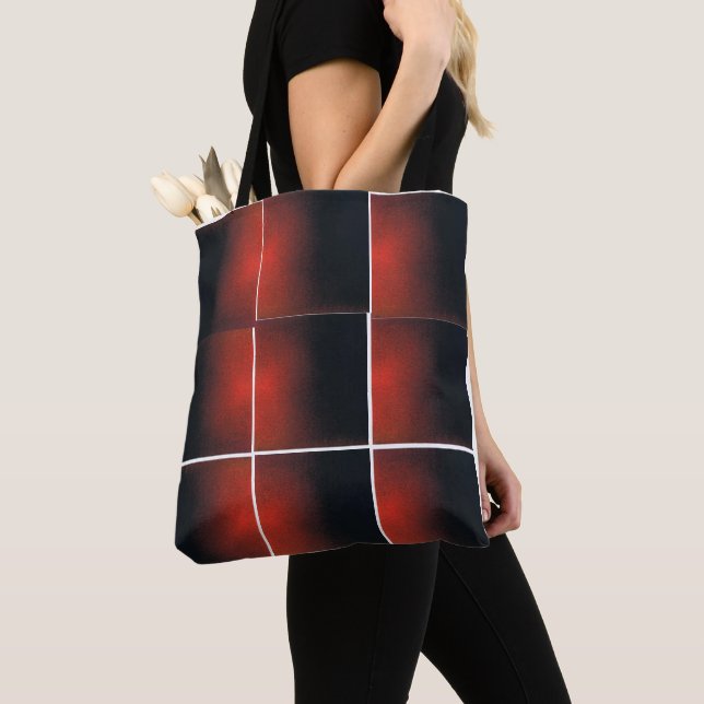 Red and Black Tote Bag Tygkasse (Närbild)