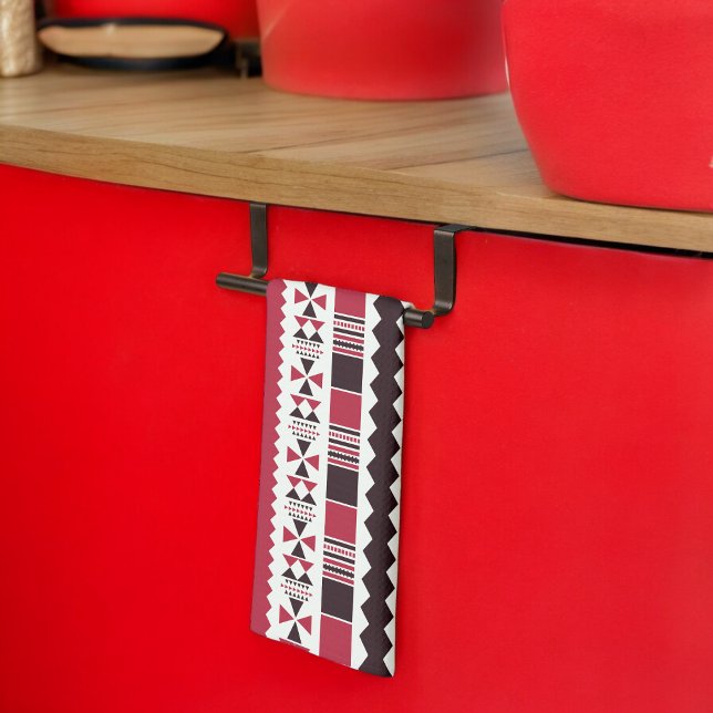 Red and Black Tribal Mönster Kökshandduk (Kitchen Towel)