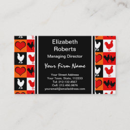 Red and Black Tupp Chicken Mönster Visitkort