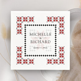 Red and Black Ukrainian Embroidery Wedding Pappersservett