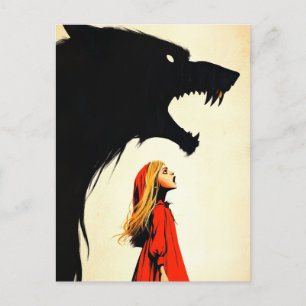 Red and Black Varg Howling Mörk Fantasy Vykort