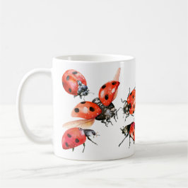 Red and Black Watercolor Ladybug Kaffemugg