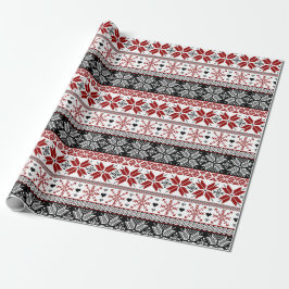 Red and Black Winter Fair Isle Mönster Presentpapper