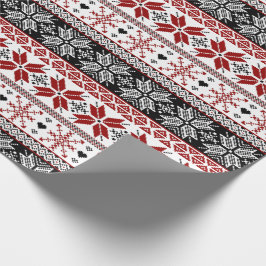 Red and Black Winter Fair Isle Mönster Presentpapper