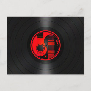 Red and Black Yin Yang Guitars Vinyl Graphic Vykort