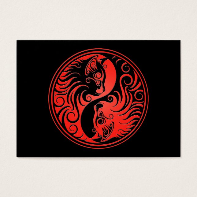 Red and Black Yin Yang Kittens Visitkort (Framsidan)
