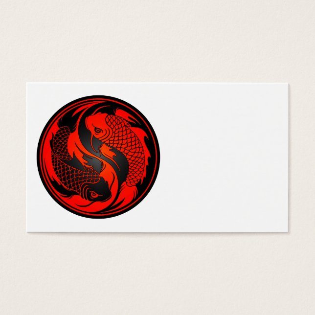 Red and Black Yin Yang Koi Fish Visitkort (Framsidan)