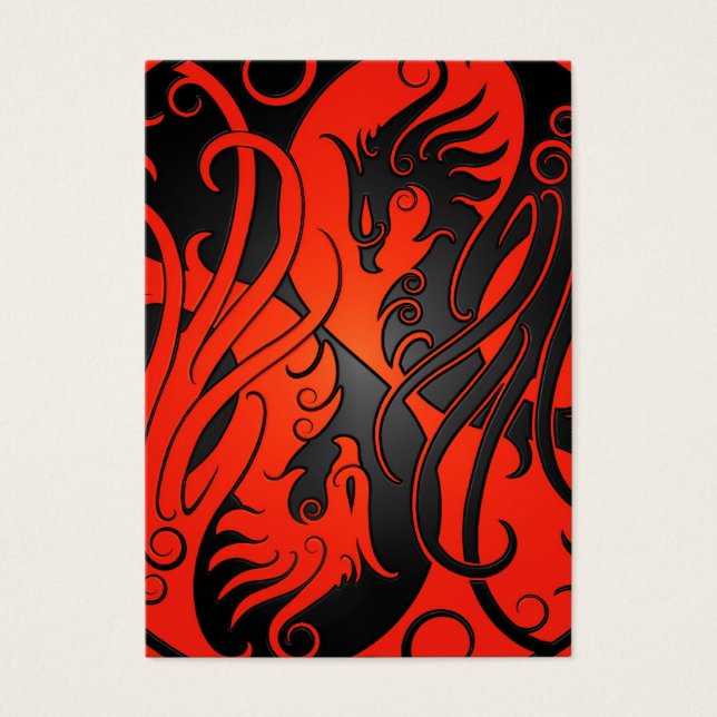 Red and Black Yin Yang Phoenix Visitkort (Framsidan)