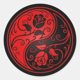 Red and Black Yin Yang Ro Runt Klistermärke