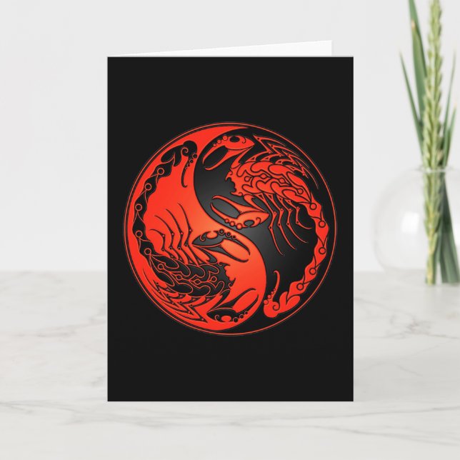 Red and Black Yin Yang Scorpions Kort (Framsida)