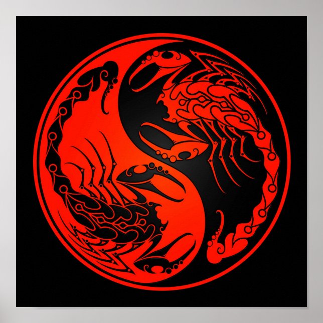 Red and Black Yin Yang Scorpions Poster (Framsidan)