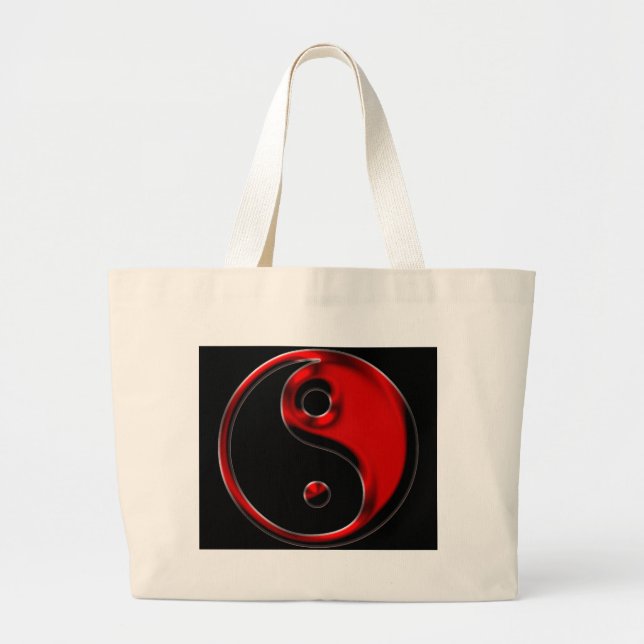 Red and Black Yin Yang Tote Bag Jumbo Tygkasse (Framsidan)
