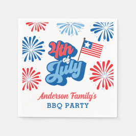 Red and Blue 4:e juli Fireworks Retro BBQ Party Pappersservett