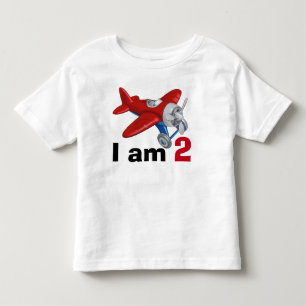 Red and Blue Airplane Birthday Age 2 T Shirt