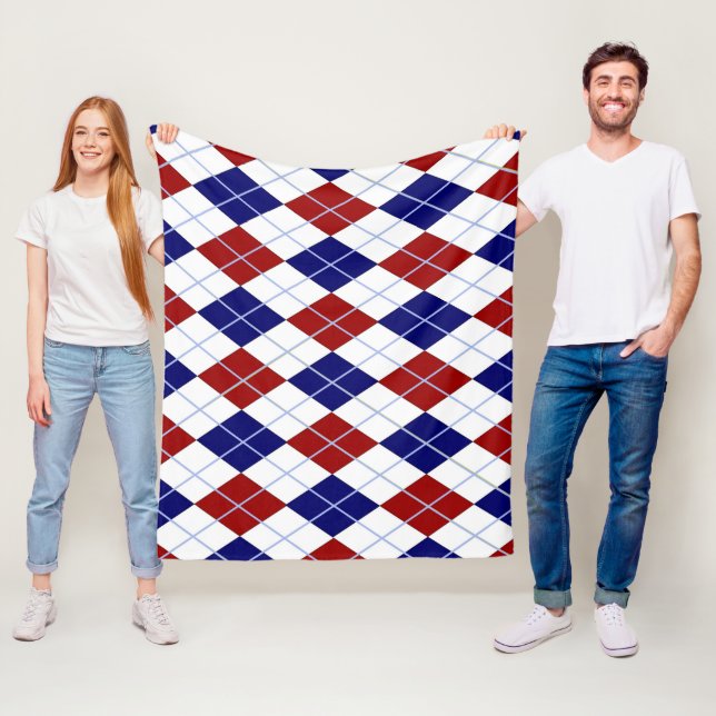Red and Blue Argyle Fleece Blanket (På plats)