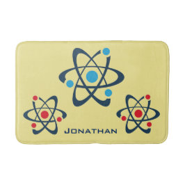 Red and Blue Atoms Science Design Bath Mat Badrumsmatta