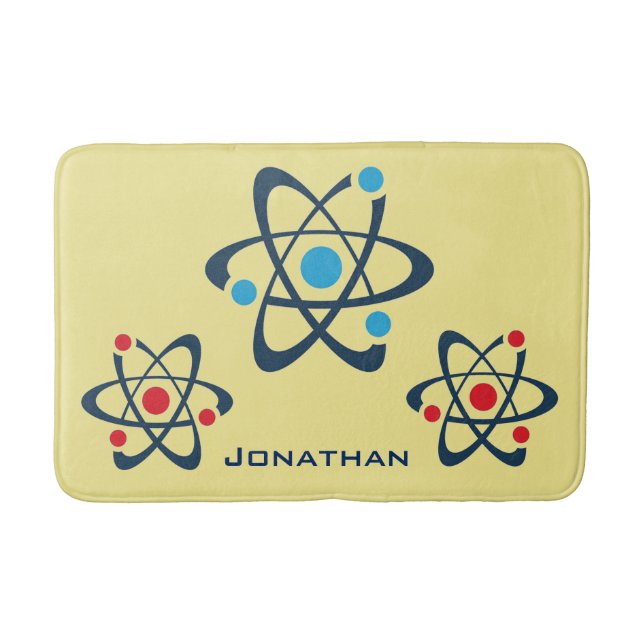 Red and Blue Atoms Science Design Bath Mat Badrumsmatta (Framsidan)