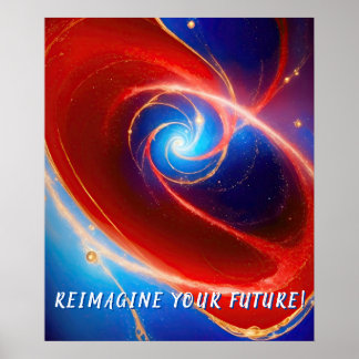 Red and Blue Cosmic Spiral Poster