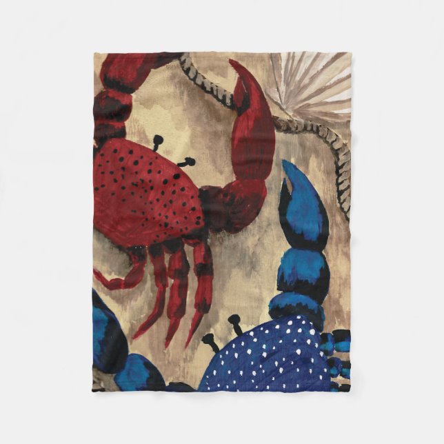Red and Blue Crab Fleece Blanket (Framsidan)
