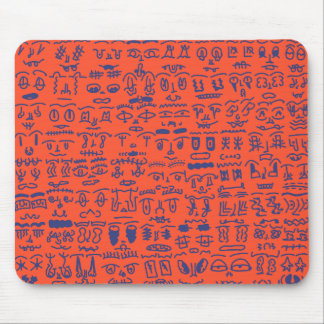 Red and Blue Doodle Mouse Pad – Abstract Line Art  Musmatta