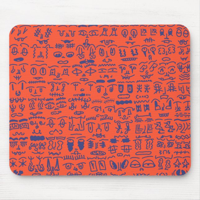 Red and Blue Doodle Mouse Pad – Abstract Line Art  Musmatta (Framsidan)