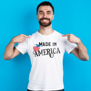 Red and blue Eagle Made in america T Shirt