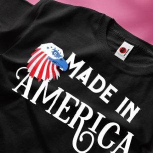 Red and blue Eagle Made in america T Shirt