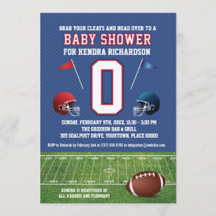 Red and Blue Football Baby Shower Inbjudningar