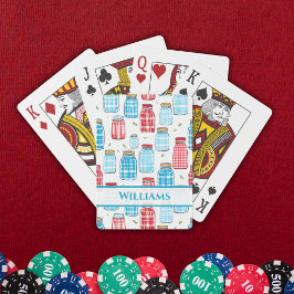 Red and Blue Gingham Mason Burk Mönster Casinokort